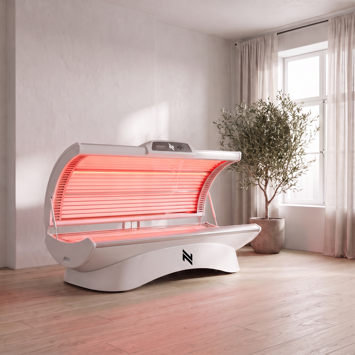 Norge Red Light Bed in a living room