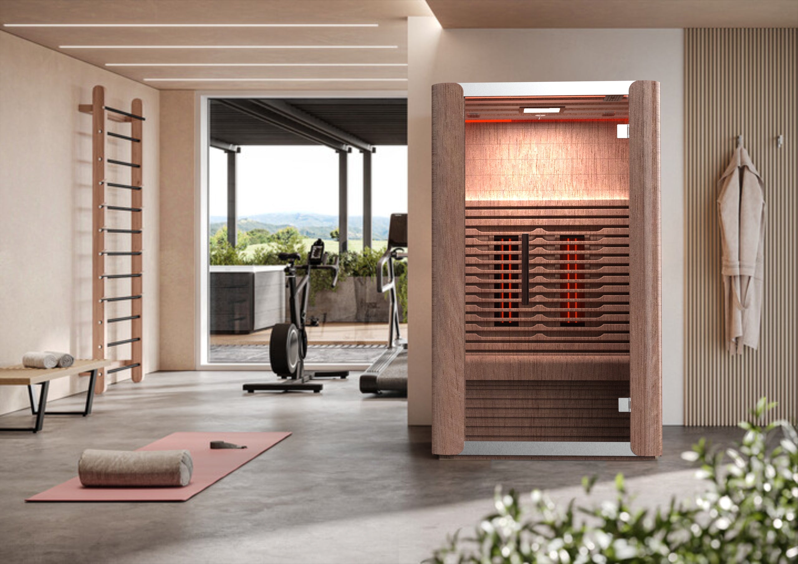 Our Red Cedar model, in a fitness studio.