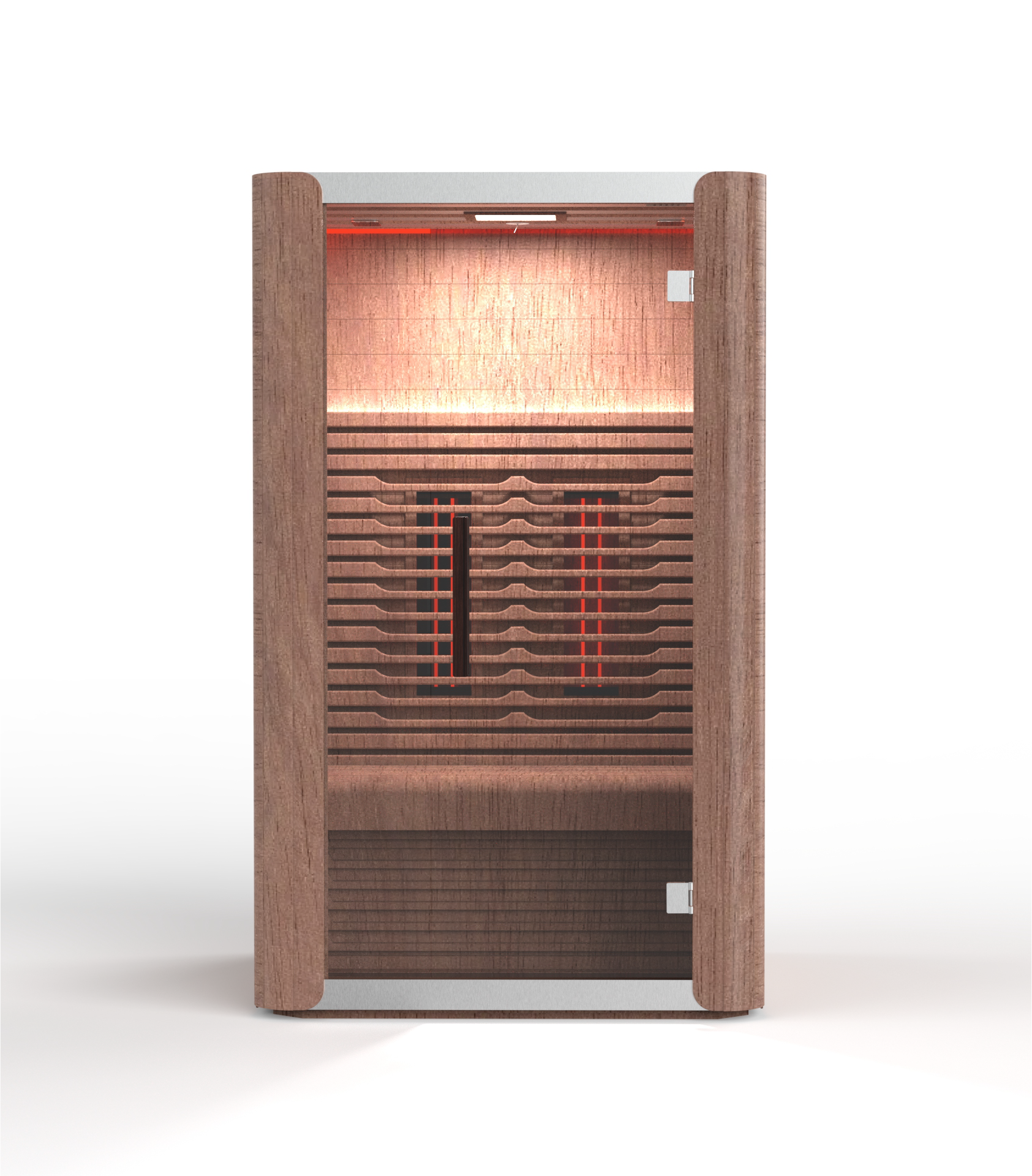 Front view of our Signature Red Cedar 2 person Infrared Sauna.