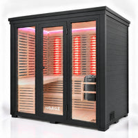 Stillhet Outdoor 4-Person Hybrid Sauna, angled