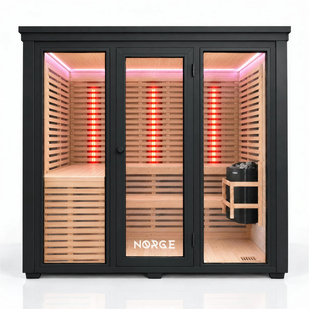 Stillhet Outdoor 4-Person Hybrid Sauna, front