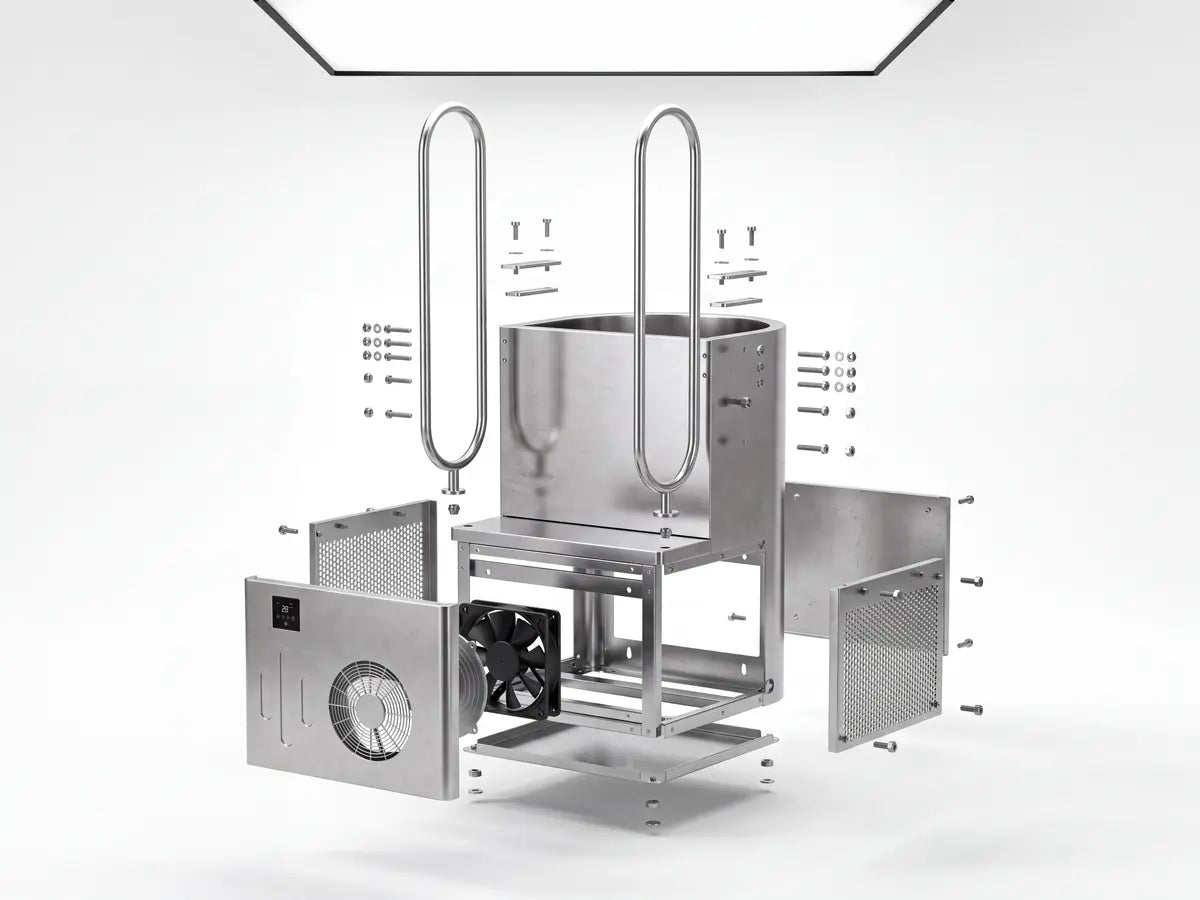 The Norge N-02 upright ice bath in stainless steel